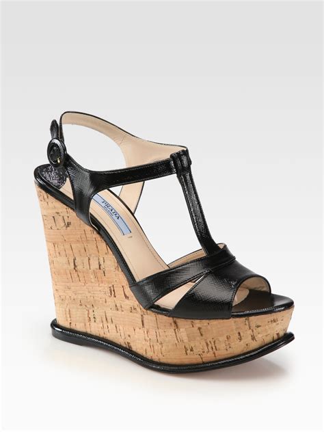 prada leather cork wedge sandals.